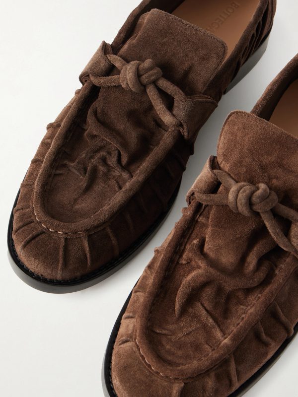 Astaire Knotted Gathered Suede Loafers - CU