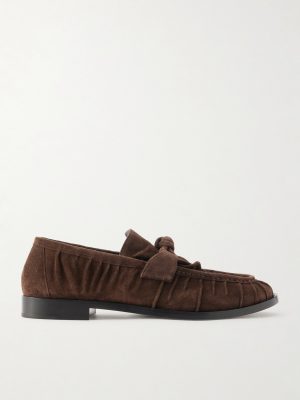 Astaire Knotted Gathered Suede Loafers