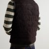 Leather-Trimmed Padded Quilted Suede Gilet - BK Leather-Trimmed Padded Quilted Suede Gilet - BK