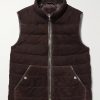 Leather-Trimmed Padded Quilted Suede Gilet Leather-Trimmed Padded Quilted Suede Gilet