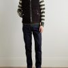Leather-Trimmed Padded Quilted Suede Gilet - OU Leather-Trimmed Padded Quilted Suede Gilet - OU