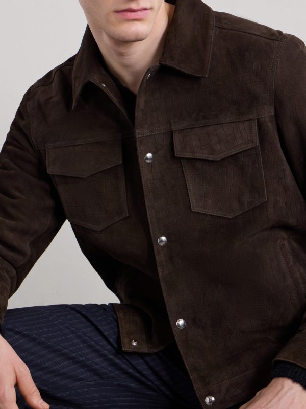 Croc-Effect Suede Jacket - CU Croc-Effect Suede Jacket - CU