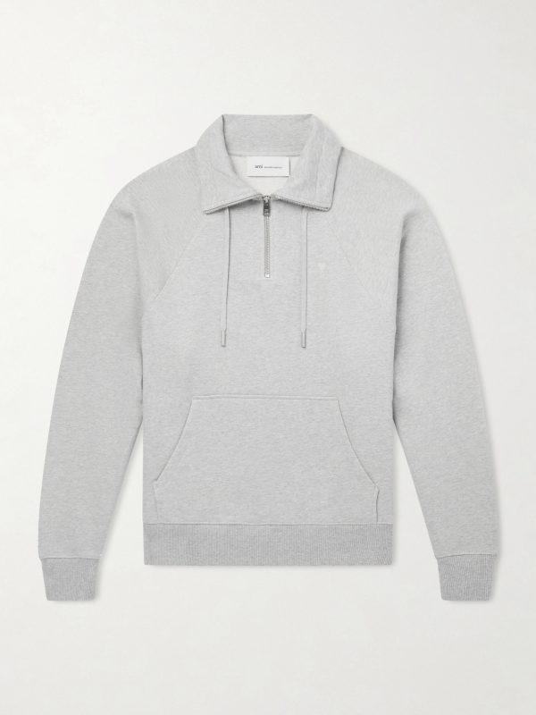 Logo-Embroidered Cotton-French Terry Half-Zip Sweater Logo-Embroidered Cotton-French Terry Half-Zip Sweater
