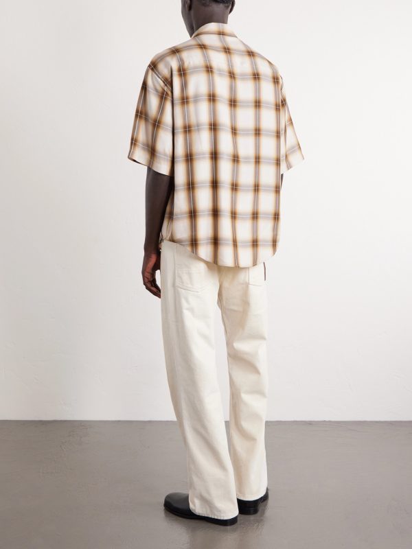 Logo-Embroidered Checked Lyocell Shirt - BK Logo-Embroidered Checked Lyocell Shirt - BK