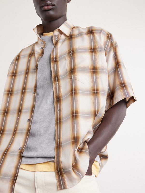 Logo-Embroidered Checked Lyocell Shirt - CU Logo-Embroidered Checked Lyocell Shirt - CU
