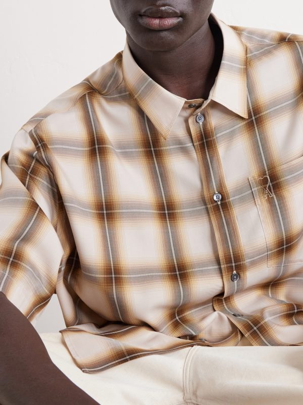 Logo-Embroidered Checked Lyocell Shirt - E1 Logo-Embroidered Checked Lyocell Shirt - E1