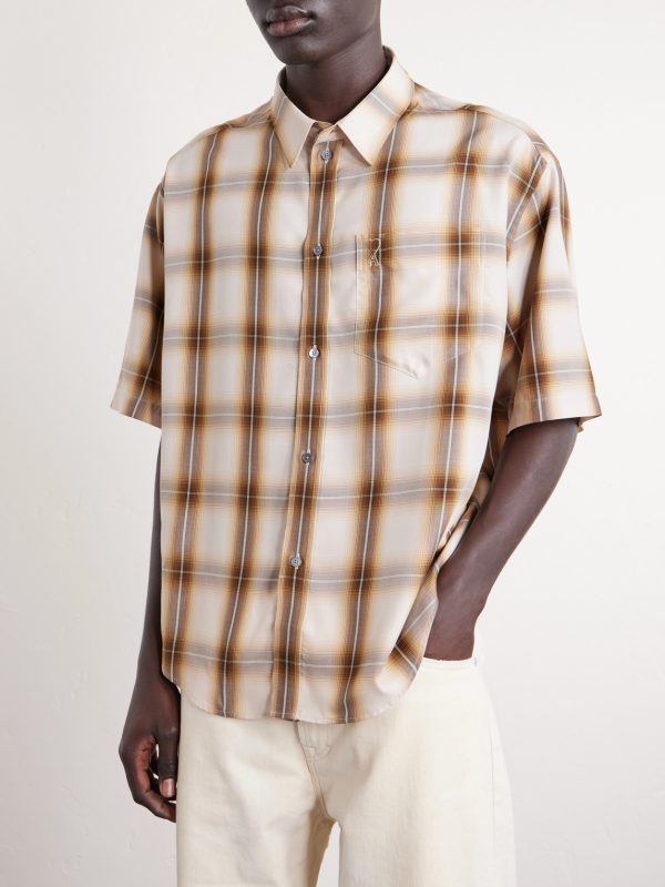 Logo-Embroidered Checked Lyocell Shirt - FR Logo-Embroidered Checked Lyocell Shirt - FR