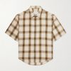 Logo-Embroidered Checked Lyocell Shirt Logo-Embroidered Checked Lyocell Shirt