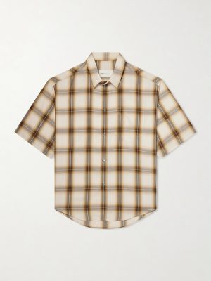 Logo-Embroidered Checked Lyocell Shirt