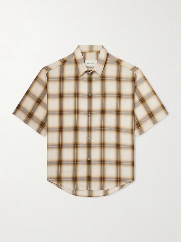 Logo-Embroidered Checked Lyocell Shirt Logo-Embroidered Checked Lyocell Shirt