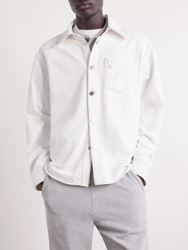 Logo-Embroidered Denim Overshirt - FR Logo-Embroidered Denim Overshirt - FR