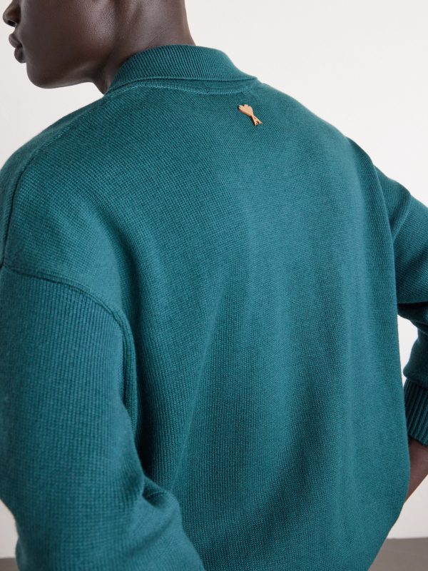 Knitted Wool and Cotton-Blend Polo Sweater - CU Knitted Wool and Cotton-Blend Polo Sweater - CU