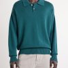 Knitted Wool and Cotton-Blend Polo Sweater - FR Knitted Wool and Cotton-Blend Polo Sweater - FR