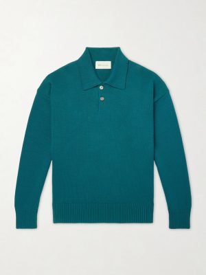 Knitted Wool and Cotton-Blend Polo Sweater Knitted Wool and Cotton-Blend Polo Sweater