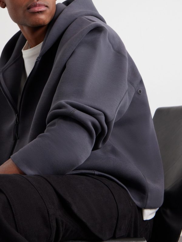 Tech Cropped Logo-Embroidered Fleece Zip-Up Hoodie - CU Tech Cropped Logo-Embroidered Fleece Zip-Up Hoodie - CU