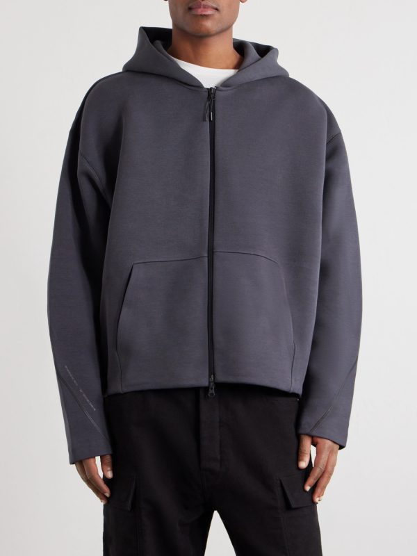 Tech Cropped Logo-Embroidered Fleece Zip-Up Hoodie - FR Tech Cropped Logo-Embroidered Fleece Zip-Up Hoodie - FR