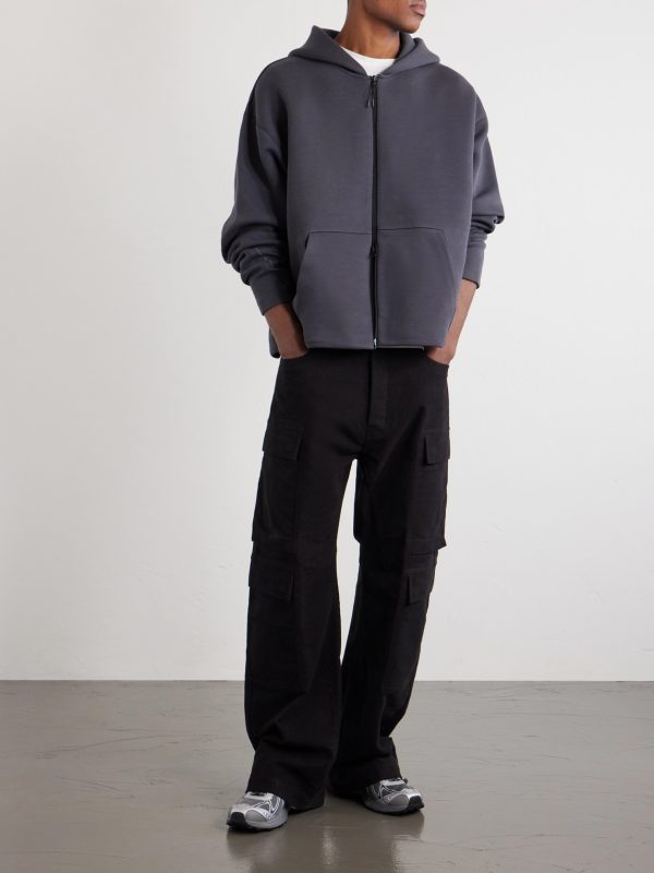 Tech Cropped Logo-Embroidered Fleece Zip-Up Hoodie - OU Tech Cropped Logo-Embroidered Fleece Zip-Up Hoodie - OU