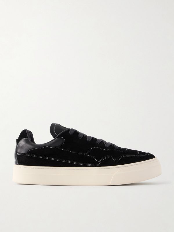 Matta Leather-Trimmed Suede Sneakers