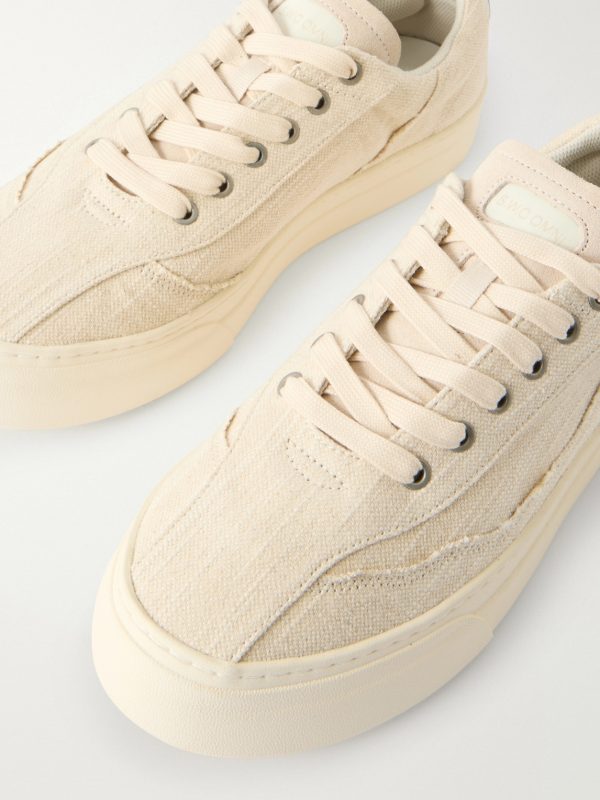 Dellow Suede-Trimmed Distressed Drill Sneakers - CU Dellow Suede-Trimmed Distressed Drill Sneakers - CU