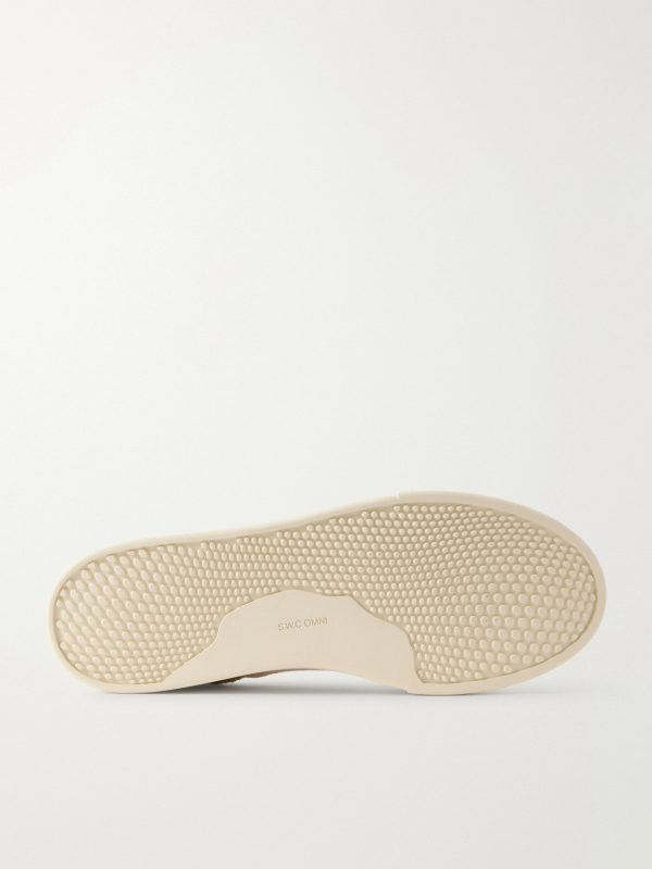 Dellow Suede-Trimmed Distressed Drill Sneakers - E1 Dellow Suede-Trimmed Distressed Drill Sneakers - E1