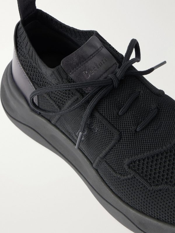Shadow Leather-Trimmed Stretch-Knit Sneakers - CU Shadow Leather-Trimmed Stretch-Knit Sneakers - CU