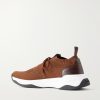 Shadow Leather-Trimmed Stretch-Knit Sneakers - BK Shadow Leather-Trimmed Stretch-Knit Sneakers - BK