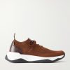 Shadow Leather-Trimmed Stretch-Knit Sneakers Shadow Leather-Trimmed Stretch-Knit Sneakers