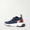 Shadow Leather-Trimmed Stretch-Knit Sneakers - BK Shadow Leather-Trimmed Stretch-Knit Sneakers - BK