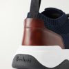 Shadow Leather-Trimmed Stretch-Knit Sneakers - CU Shadow Leather-Trimmed Stretch-Knit Sneakers - CU