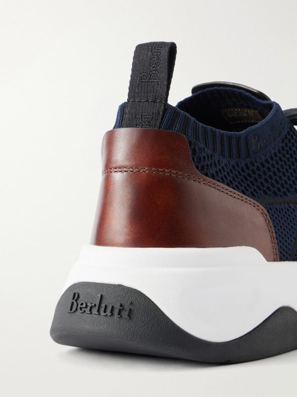 Shadow Leather-Trimmed Stretch-Knit Sneakers - CU Shadow Leather-Trimmed Stretch-Knit Sneakers - CU
