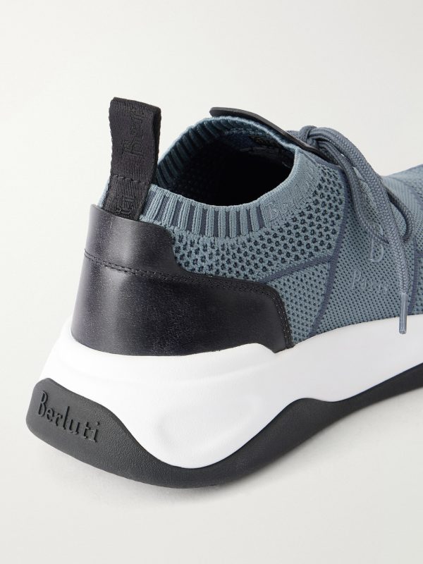 Shadow Leather-Trimmed Stretch-Knit Sneakers - CU Shadow Leather-Trimmed Stretch-Knit Sneakers - CU