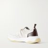 Shadow Leather-Trimmed Stretch-Knit Sneakers - BK Shadow Leather-Trimmed Stretch-Knit Sneakers - BK