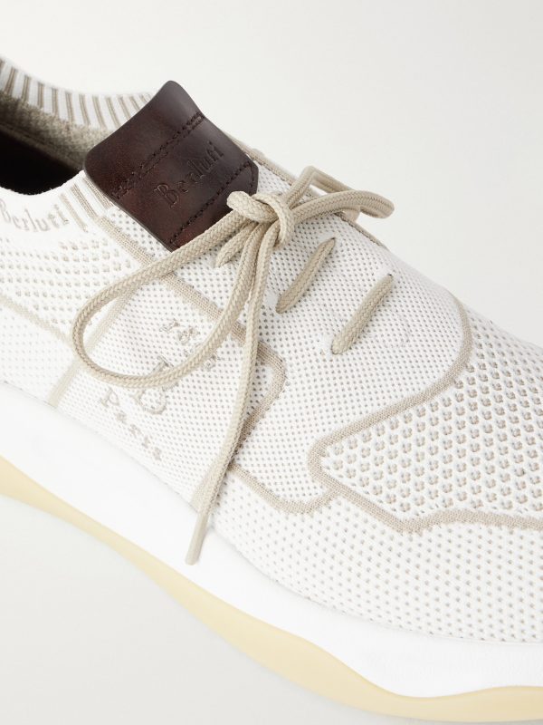 Shadow Leather-Trimmed Stretch-Knit Sneakers - CU Shadow Leather-Trimmed Stretch-Knit Sneakers - CU