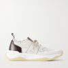 Shadow Leather-Trimmed Stretch-Knit Sneakers Shadow Leather-Trimmed Stretch-Knit Sneakers