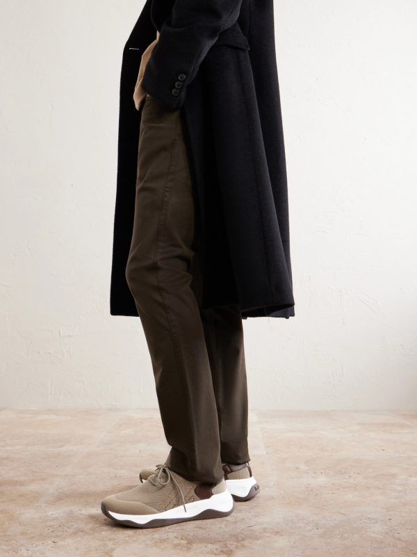 Shadow Leather-Trimmed Stretch-Knit Sneakers - OU Shadow Leather-Trimmed Stretch-Knit Sneakers - OU