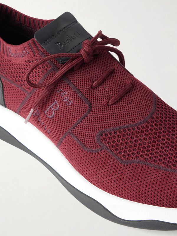 Shadow Leather-Trimmed Stretch-Knit Sneakers - CU Shadow Leather-Trimmed Stretch-Knit Sneakers - CU