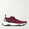Shadow Leather-Trimmed Stretch-Knit Sneakers Shadow Leather-Trimmed Stretch-Knit Sneakers