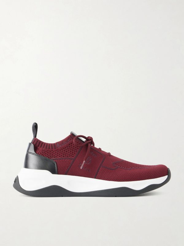 Shadow Leather-Trimmed Stretch-Knit Sneakers Shadow Leather-Trimmed Stretch-Knit Sneakers