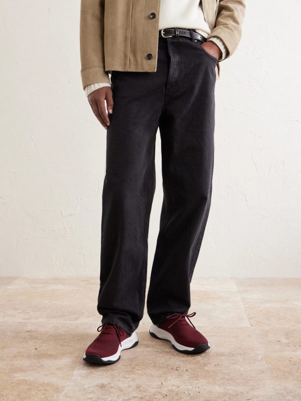 Shadow Leather-Trimmed Stretch-Knit Sneakers - OU Shadow Leather-Trimmed Stretch-Knit Sneakers - OU