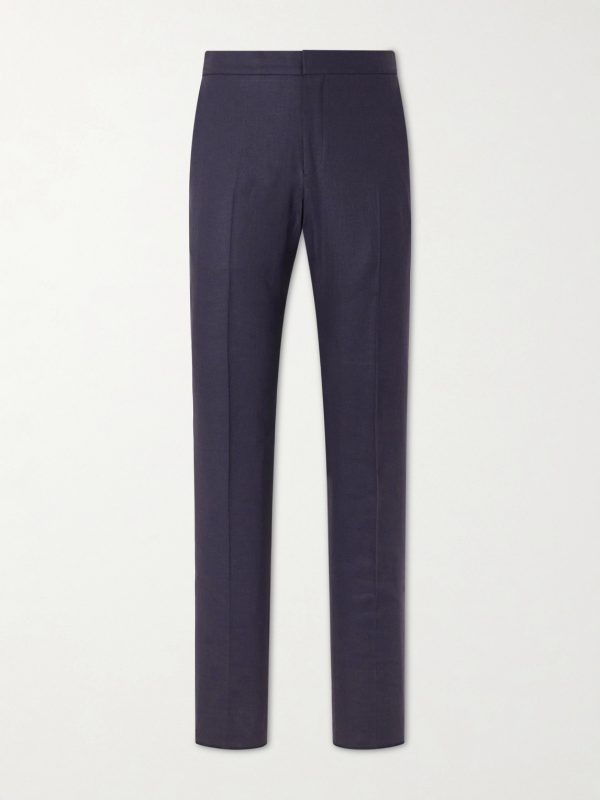 Straight-Leg Linen-Twill Trousers