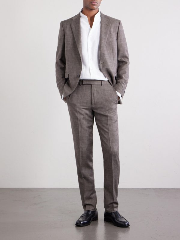 Straight-Leg Price of Wales Checked Wool, Silk and Linen-Blend Suit Trousers - OU Straight-Leg Price of Wales Checked Wool, Silk and Linen-Blend Suit Trousers - OU