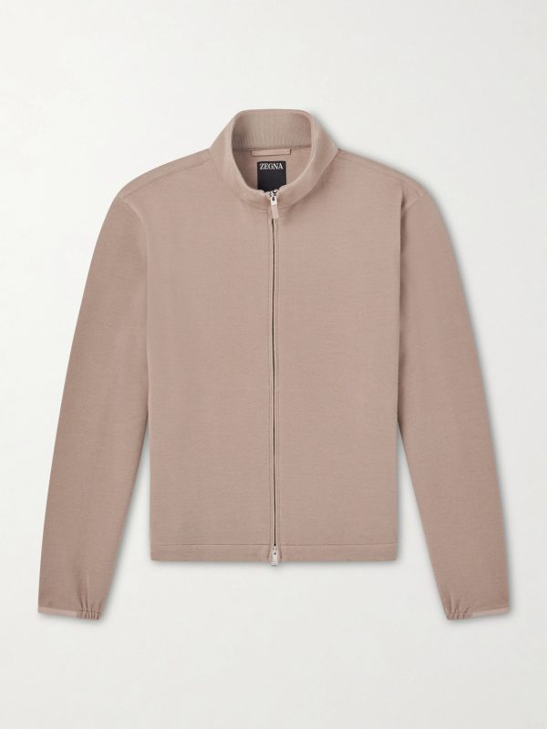 Honeycomb-Knit Cotton, Wool and Silk-Blend Zip-Up Sweater Honeycomb-Knit Cotton, Wool and Silk-Blend Zip-Up Sweater