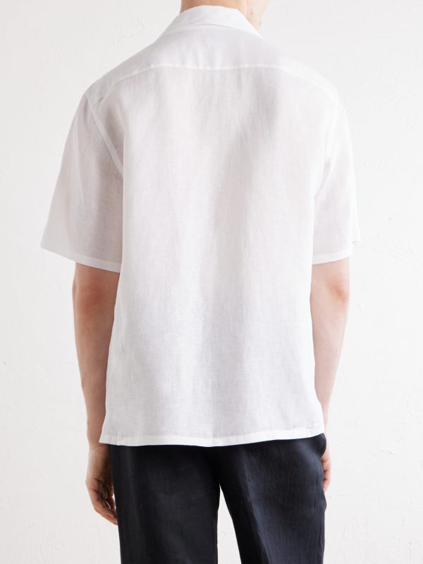 Convertible-Collar Linen Shirt - BK