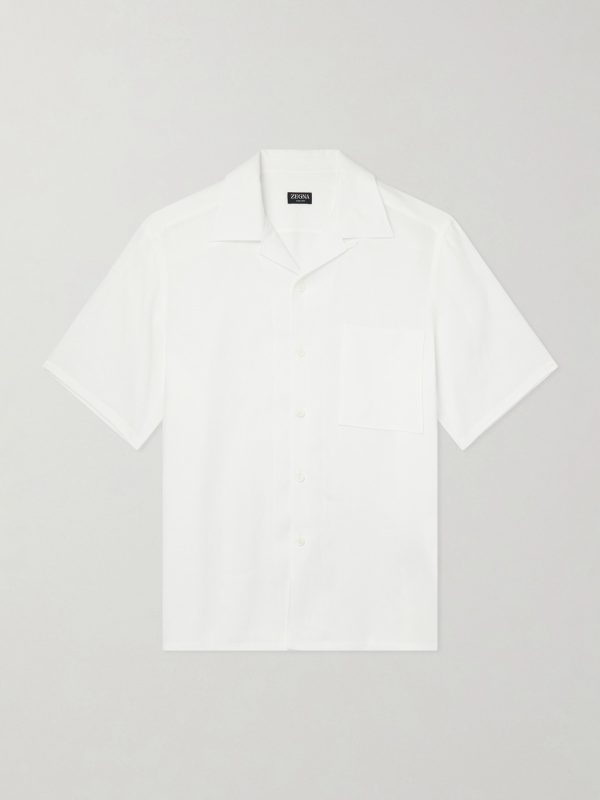 Convertible-Collar Linen Shirt