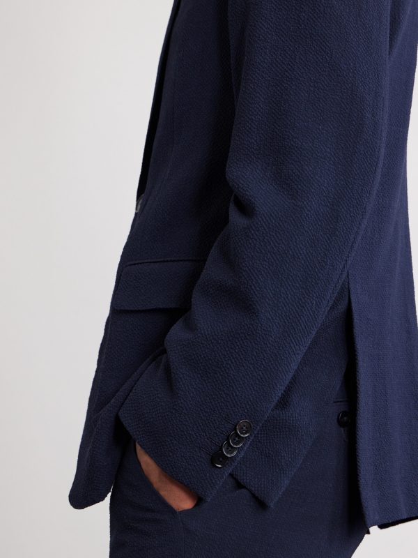 Wool, Silk and Linen-Blend Seersucker Jacket - E3 Wool, Silk and Linen-Blend Seersucker Jacket - E3