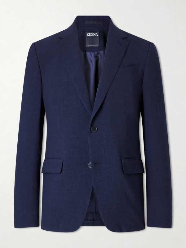Wool, Silk and Linen-Blend Seersucker Jacket Wool, Silk and Linen-Blend Seersucker Jacket