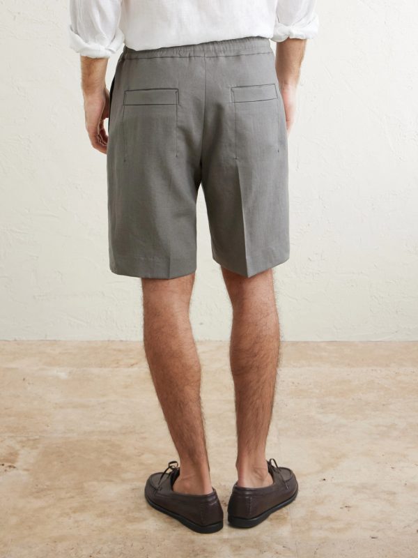 Oasi Straight-Leg Linen Shorts - BK Oasi Straight-Leg Linen Shorts - BK