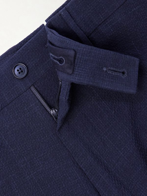 Straight-Leg Wool, Silk and Linen-Blend Seersucker Trousers - E1 Straight-Leg Wool, Silk and Linen-Blend Seersucker Trousers - E1
