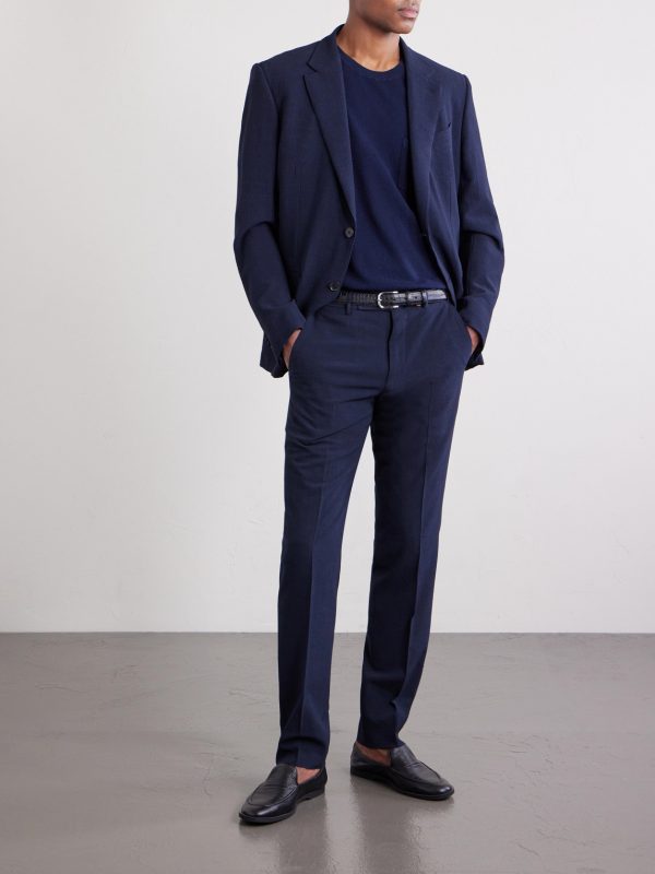 Straight-Leg Wool, Silk and Linen-Blend Seersucker Trousers - OU Straight-Leg Wool, Silk and Linen-Blend Seersucker Trousers - OU