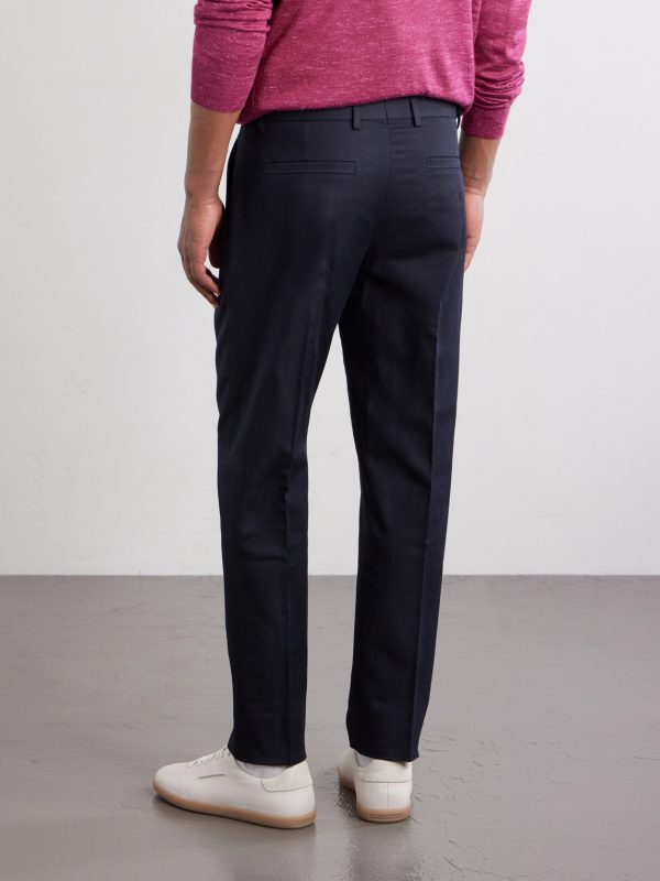 Straight-Leg Pleated Cotton and Linen-Blend Trousers - BK